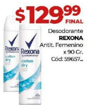 Diarco Rexona Desodorante Antit. Femenino x 90gr oferta