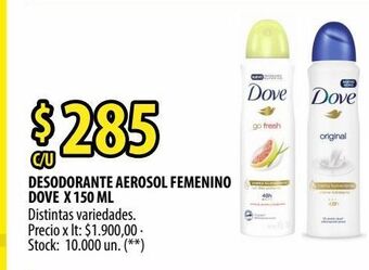 Punto Mayorista Desodorante aerosol femenino dove x 150 ml oferta