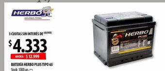 Punto Mayorista Batería herbo plus tipo 65 oferta