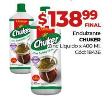 Diarco Chuker Endulzante Zinc Liquido x 400ml oferta