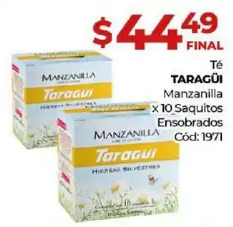 Diarco Té Taragüi Manzanilla x 10 Saquitos Ensobrados oferta