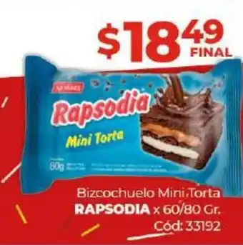Diarco Rapsoda Bizcochuelo Mini Torta x 60/80gr oferta
