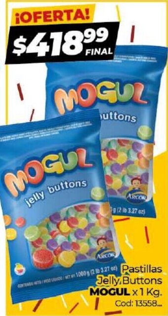 Diarco Mogul Pastillas Jelly,Buttons x 1kg oferta