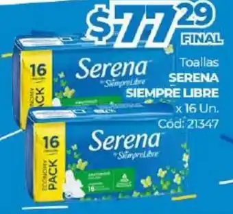 Diarco Serena Siempre Libre Toallas x 16 un oferta