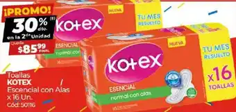 Diarco Kotex Toallas Escencial con Alas x 16 Un oferta