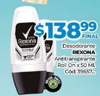 Diarco Rexona Desodorante Antitranspirante Roll On x 50ml oferta
