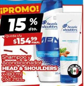 Diarco Head & Shoulders Shampoo y Acondicionador x 180ml oferta