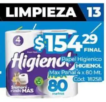 Diarco Higienol Papel higienico Max Panal 4 x 80 mt oferta