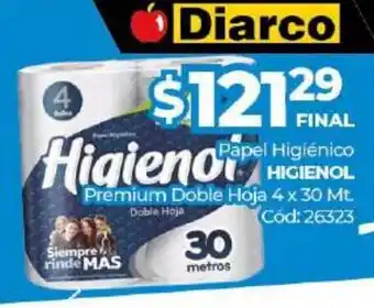 Diarco Higienol Papel higienico Premium Doble Hoja 4 x 30mt oferta