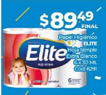 Diarco Elite Papel Higiénico Hoja Simple Extra Blanco 6 x 30Mt oferta