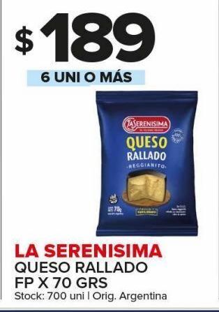 Carrefour Maxi Queso rallado la serenísima 70g oferta