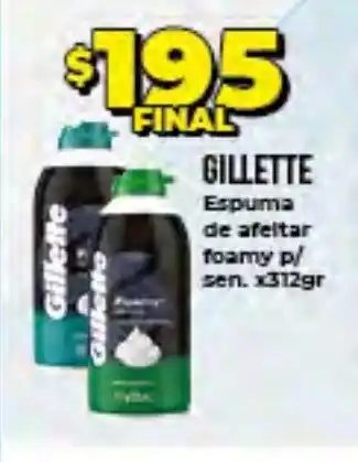 Supermayorista Vital Gillette Espuma de Afeitar Foamy P/Sen. x312gr. oferta