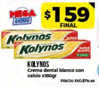 Supermayorista Vital Kolynos Crema Dental Blanco con Calcio x180gr oferta