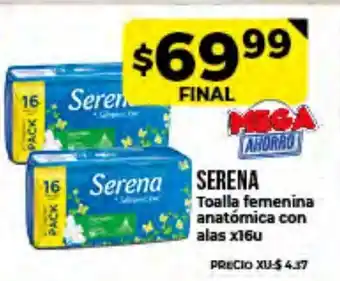 Supermayorista Vital Serena Toalla Femenina Anatómica con Alas x16u oferta