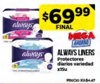 Supermayorista Vital Always Liners Protectores diarios variedad x15u oferta