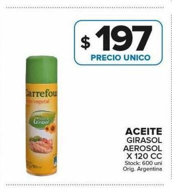 Carrefour Maxi Aceite girasol aerosol x 120 cc oferta