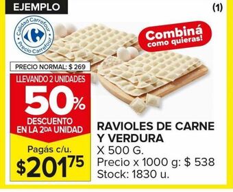 Carrefour Maxi Ravioles de carne y verdura x 500g oferta