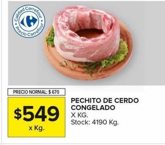 Carrefour Maxi Pechito de cerdo congelado x kg oferta