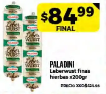 Supermayorista Vital Paladini Leberwurst Finas Hierbas x200gr oferta