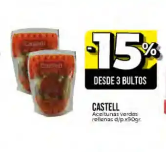 Supermayorista Vital 15% Castell Aceitunas Verdes Rellenas d/p x90gr oferta