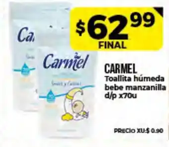 Supermayorista Vital Carmel Toallita húmeda bebe manzanilla d/p x70u oferta