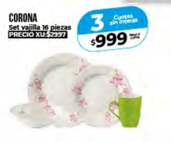 Supermayorista Vital Corona Set Vajilla 16 piezas oferta
