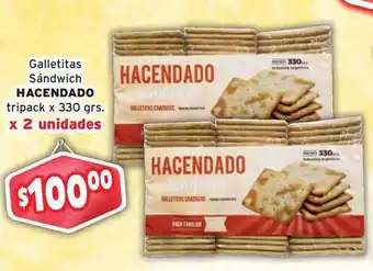 Hacendado Sandwich Tripack Galletitas x 330grs.