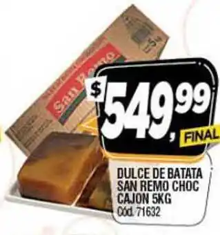 Supermercados Yaguar San Remo Dulce De Batata Choc Cajon 5kg oferta