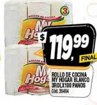 Supermercados Yaguar My Hogar Blanco Rollo De Cocina 3rolx100 paños oferta