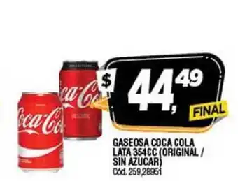 Supermercados Yaguar Coca Cola Gaseosa Lata 345cc (original/sin Azucar) oferta