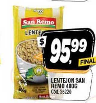Supermercados Yaguar San Remo Lentejon 400g oferta
