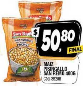 Supermercados Yaguar San Remo Maiz Pisingallo 400g oferta