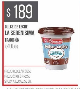 Disco Dulce de leche la serenísima 400g oferta