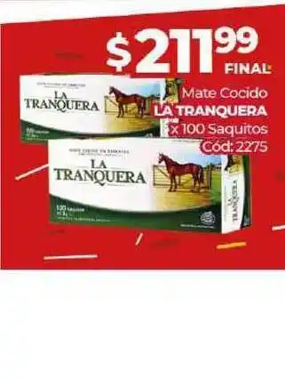 Diarco Mate Cocido La Tranquera x 100saquitos oferta