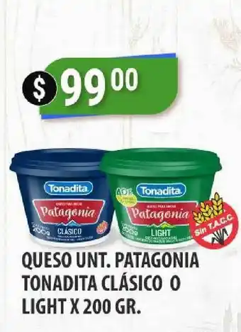 Supermercados Mayor Queso Unt. Patagonia Tonadita Clasico O Light X200 GR. oferta