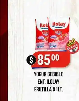 Supermercados Mayor Yogur Bebible Ent. Ilolay Frutilla x 1lt oferta