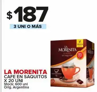 Carrefour Maxi Cafe en saquitos la morenita x 20 uni oferta