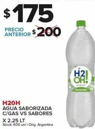 Carrefour Maxi Agua saborizada h2oh x 2.25 lt oferta
