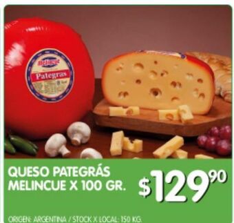 Jumbo Queso pategrás melincue x 100 g oferta