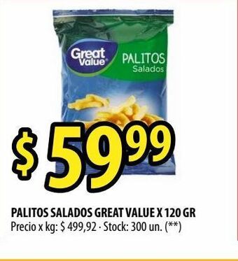 Punto Mayorista Palitos salados great value x 120 gr oferta