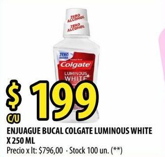 Punto Mayorista Enjuague bucal colgate luminous white x 250 ml oferta