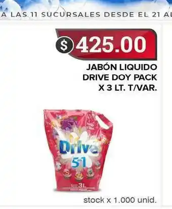 Supermercados Mayor Jabon Liquido Drive Doy Pack x 3 lt oferta