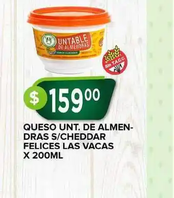 Supermercados Mayor Queso Unt. De Almen-Dras S-Cheddar Felices Las Vacas x 200ml oferta