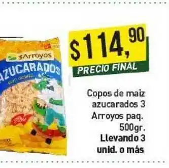 Supermercados Damesco Copos De Maiz Azucarados 3 Arroyos Paq. oferta