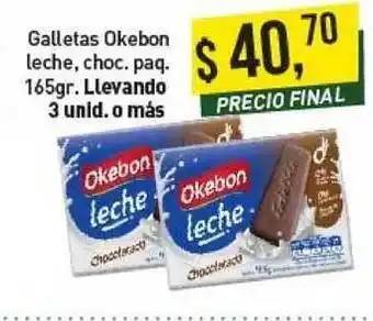 Supermercados Damesco Galletas Okebon Leche, Choc. Paq. 165gr. oferta