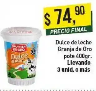 Supermercados Damesco Dulce De Leche Granja De Oro Pote 400gr. oferta