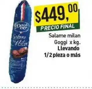 Supermercados Damesco Salame Milan Goggi X Kg. oferta