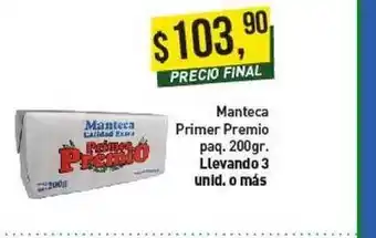 Supermercados Damesco Manteca Primer Premio Paq. 200gr. oferta