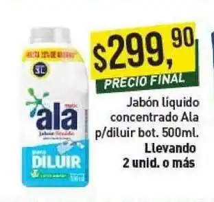 Supermercados Damesco Jabon Liquido Concentrado Ala P-diluir Bot. 500ml. oferta