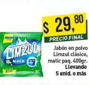 Jabon En Polvo Limzul Clasico, Matic Paq. 400gr.